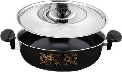 MandU Kadai with Lid/Dhakkan (Induction Base, Non Sticky) Kadhai 27 cm diameter with Lid 3 L capacity