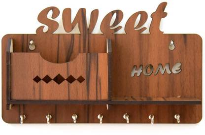 NiyaKrafts Wood Key Holder 7 Hooks