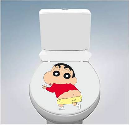 Azan Creation 20.32 cm Shinchan funny Stickers Bathroom Mural Art Waterproof Self Adhesive Sticker