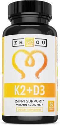 Zhou Nutrition Vitamin K2 (Mk7) With D3 Supplement - 2-In-1 Support - 60 Vegetable Caps