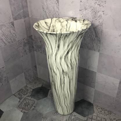 Luxury Pedestal Wash Basin One Piece Pedestal Wash Basin Free Standing Round 40 x 40 x 82 Satvariyo Pedestal Basin