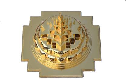 Mahadev Ratan centre Mahameru Shri Yantra Gold Plated (5x5x4 inch) Brass Yantra
