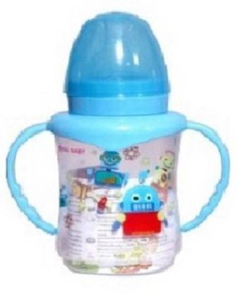 Little Star BPA Free Sky Blue Baby Feeding Bottle With Handle Plastic For New Born Baby - 150 ml