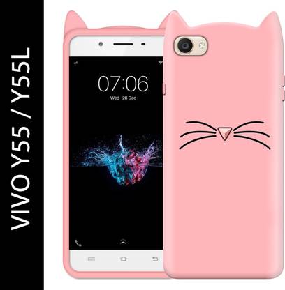Qyist Back Cover for Vivo Y55 | Soft Design | 3D Ear Kitty Case | Cat Back Cover For Girls