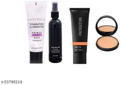 VULPIX REVOLUTIONARY MAKEUP WITH MAKEUP BASE PRIMER, MAKEUP FIXER SPRAY, WATERPROOF FOUNDATION & FACE COMPACT POWDER FACE MAKEUP COMBO