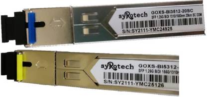 Syrotech 20KM 1.25G 1310 Single Mode Single Fiber SFP Module - Pair (Pack of 2) | SC Connector | BI3512-20SC Wired Ethernet Lan Adapter compatible with Windows