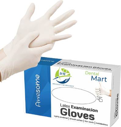 dental mart Latex Premium Examination Gloves All-Purpose, Medical Grade, Powdered, - Large Latex Examination Gloves