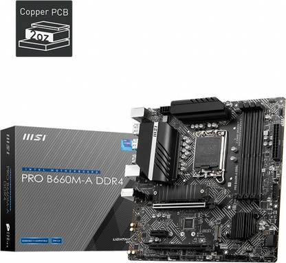 MSI PRO B660M-A DDR4 LGA 1700Socket Micro-ATX Intel B660 Chipset DDR4 Motherboard for Desktop
