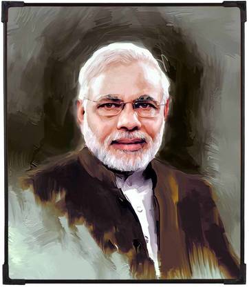 FURNATO Home Decor | UV Coated MDF Board Laminated of Narendra Modi Painting Digital Reprint 7 inch x 6 inch Painting