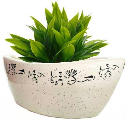 Luminescence Enterprises Ceramic Shape Planter Container set, White Color, Size ( Length 22 CM) Plant Container Set