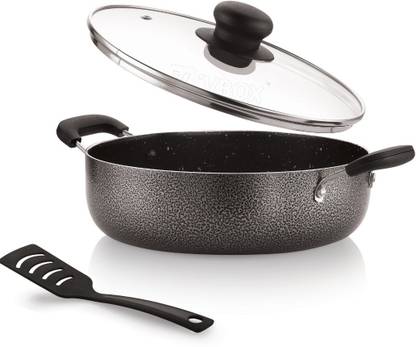 iVBOX Galaxy-02 Deep Kadhai 2-Litre Induction Bottom Non-Stick with Glass Lid कढ़ाही 22 cm ढक्कन के साथ