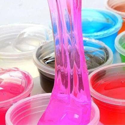 AKANSHA 4 pcs Crystal Slime Soft Mud Slime Clay Non Sticky Bubble Making Muticolored Multicolor Putty Toy