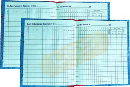 LRS Attendance Book Short Size - 21 * 17 cm - 80 GSM Ledger Paper - 38 Pages - Pack of 2 - 1-Part Attendance Book