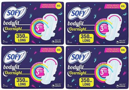 SOFY Bodyfit Overnight Extra Heavy Flow Nights XXL- 5+5+5+5 Counts Sanitary Pad