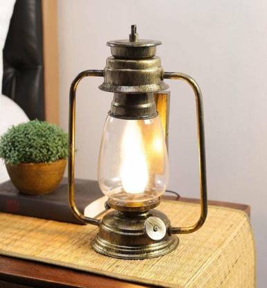 Tu Casa Transparent Glass Shade Table Lantern Holder Type b-22 (Bulb not Included) Table Lamp
