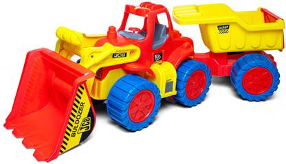 MORRIS'S TOYS Unbreakable Jumbo Big Size Non Electric Loader JCB with Trolley – 65*24*20 Cm