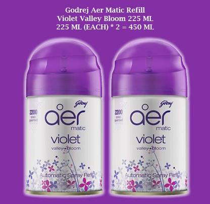 Godrej VALLEY BLOOM, LAVANDER Refill AER MATIC VIOLET VALLEY BLOOM REFILL 225 ML ( 225 ML EACH * 2 = 450 ML)