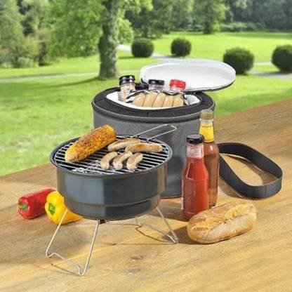 TGOPIT Portable Charcoal Grill and Cooler Bag Combination Set (2 in 1) Barbecue Round Car Speaker Grill