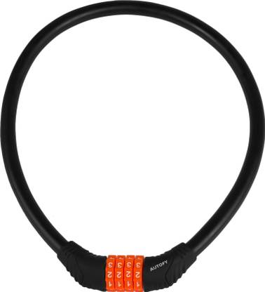 Autofy Autofy 4 Digits (Set any number pattern any number of times) Multi Purpose Steel Cable (Black and Orange) Cable Lock