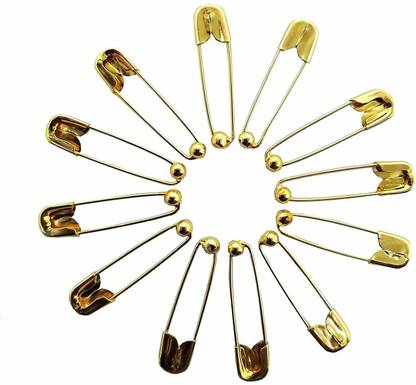 VAMA Gold Safety Pin Metal Saree Nappy Pin Lock Pins for Saree Pony for Women & Girls Brooch