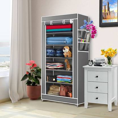 COROID 1 Door 6 Shelf Fabric PVC PVC Collapsible Wardrobe