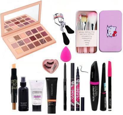jaisium NUDE EYESHADOW+FIXER+PRIMER+EYELINER+MAKEUP BRUSH ( 12 PC. COMBO)
