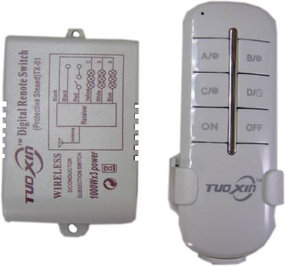 Tuoxin ABCD 4 Way Wireless Remote Control Switch Four Way IR RF Switch for Light & Fan 10 A Four Way Electrical Switch