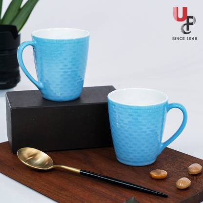 U.P.C. Tile Series Fine Bone China Ceramics 300ml (Pack of 2) Bone China Coffee Mug
