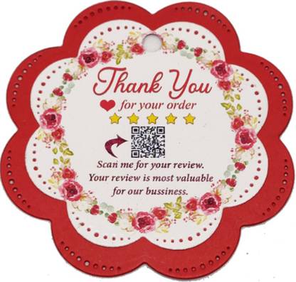 Tupui Thank you for your order and Review Tags with QR code, online tracking for Tags No Paper Label