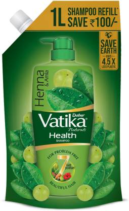 DABUR VATIKA Health Shampoo Refill Pouch | With 7 natural ingredients | Controls Frizz