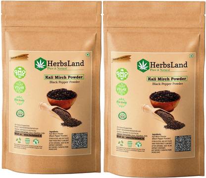 HerbsLand 100% Premium Quality Kali Mirch - Black Pepper Powder - Piper Nigrum