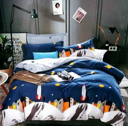 Recstiria Fab 200 TC Polycotton Double Cartoon Flat Bedsheet