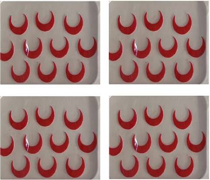 ONLINE JUNCTION OJ Chandrakor Maharashtrian Bindi Koli Bindi Red Color Size 6 Pack of 4 Forehead Red Bindis