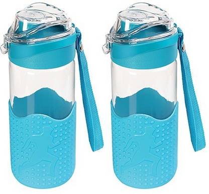 KUDOS Glass bottle with Protective Silicone Sleeve for Office, Gym,Water etc... 500 ml Bottle