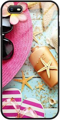 NDCOM Back Cover for Realme C2 Beach Wears Printed Glass Case