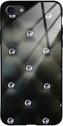 NDCOM Back Cover for iPhone 7 Diamond Black Printed Glass Case