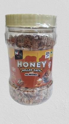 NUTRITIONAL NEEDS NN Honey Rolled Oats with Almonds 225 Gram Jar Pack of 2 (450 Gram Pack) Plastic Bottle