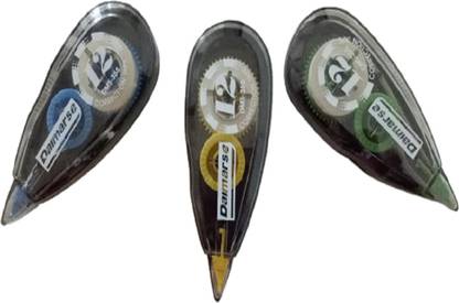 HemCorp Whitener |Easy to Remove Wrong Written Smooth Fluid 5 mm Correction Tape (Transparent, 5 mm x 12 mtr Length Each)3 PCs