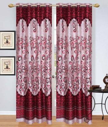 Ville Style 214 cm (7 ft) Door Polyester Semi Transparent Curtain (Pack Of 2)