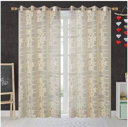 GRATIFY 213 cm (7 ft) Net Transparent Door Curtain (Pack Of 2)