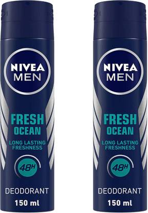 NIVEA MEN FRESH OCEAN AQUA FRESH SCENT DEO (PACK OF 2 X 150 ML) Deodorant Spray  -  For Men