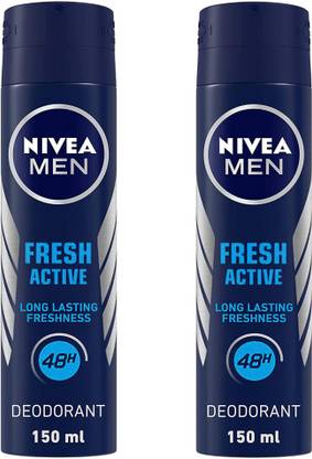 NIVEA MEN FRESH ACTIVE OCEAN EXTRACTS DEO (PACK OF 2 X 150 ML) Deodorant Spray  -  For Men