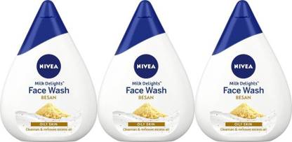 NIVEA MILK DELIGHT BESAN FACE WASH 100 ML X 3 Women Oily Skin Face Wash