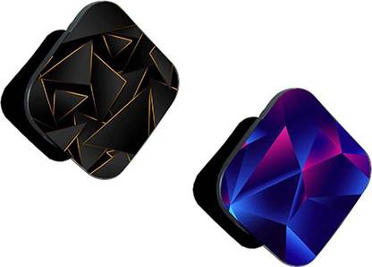 iCopertina Pack of 2 Black Golden Shapes Pattern And Blue Pink Abstract Pattern Mobile Holder