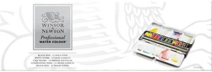 Winsor & Newton Professional Water Colour Black Box - 12 Half Pans