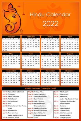 Calendar 2022 with Festivals and Holidays for Home and Office (Multicolour, 12x18 Inches, Paper) Paper Print