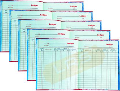 LRS Ledger Account Book Short Size - 21 * 17 cm - 80 GSM Ledger Paper - 100 Pages - Pack of 5 - 0-Part Ledger Account Book