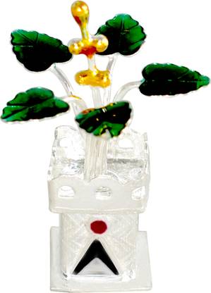 KMJ pure silver tulsi plant for pooja and gifting purpose (wt. 6 gms) Decorative Showpiece  -  4 cm