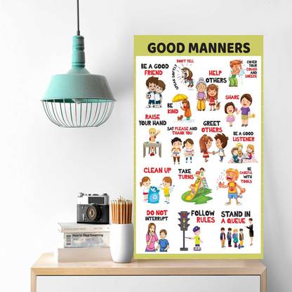 komstec 18 inch Good Manners Chart Wall Sticker For Home Décor, Kids And Study Room 18x12 Inch Self Adhesive Sticker