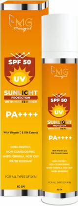MGmeowgirl Sunscreen - SPF 50 PA++++ Sun Light Protection matte finish gel For Women's and Men's, 60ml
